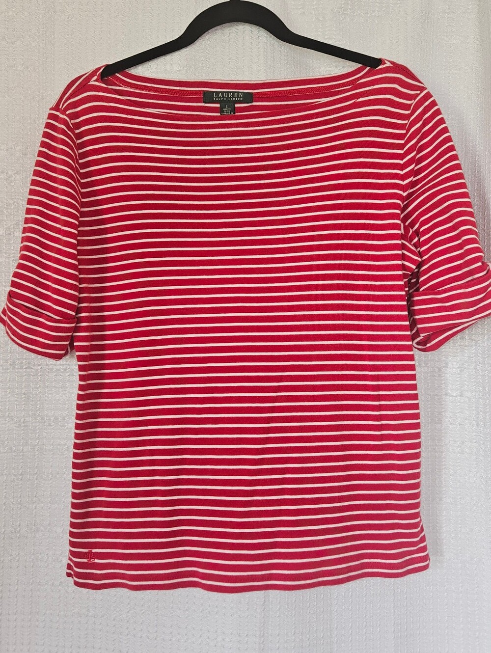 Polo Jeans Ralph Lauren Women's Fitted L 3/4 Sleeve Boatneck Top Size Large
